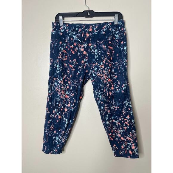Sweaty Betty Power Zip Pocket Workout Crop Leggings Womens Size XL Blue Floral - Picture 1 of 8